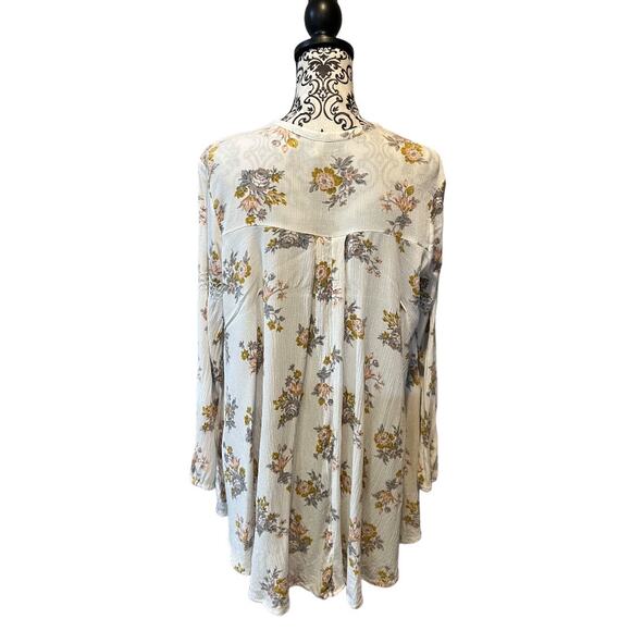 Free People White Gardenia Retro Print Tunic Mini Swing Dress size S - Picture 3 of 14